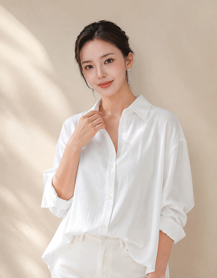 한국식 루즈핏 텐셀 드레이프 셔츠