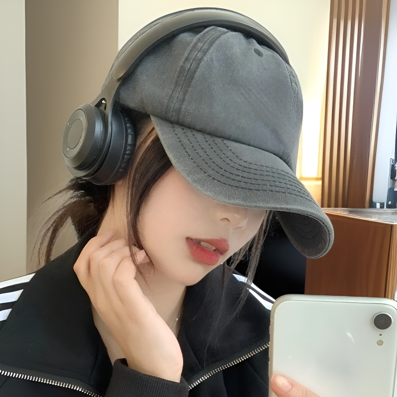 한국 스타일 넓은 챙 데님 야구 모자, 큰 머리 둘레, 얼굴이 작아 보이는 워싱 캡