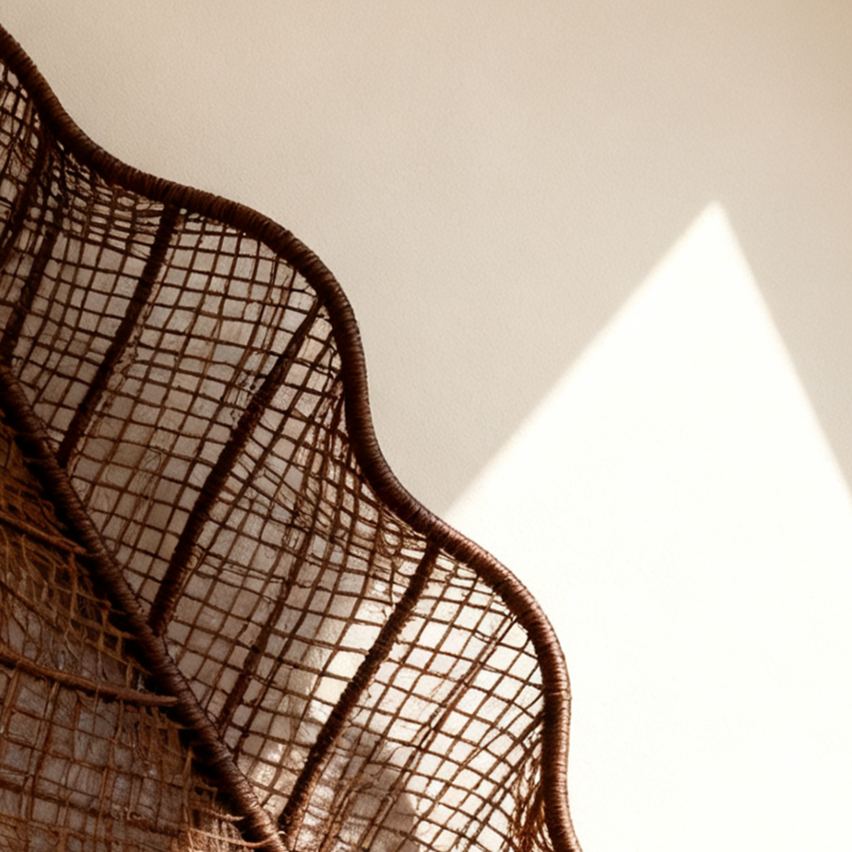 나뭇잎 모양 라탄 벽걸이 장식