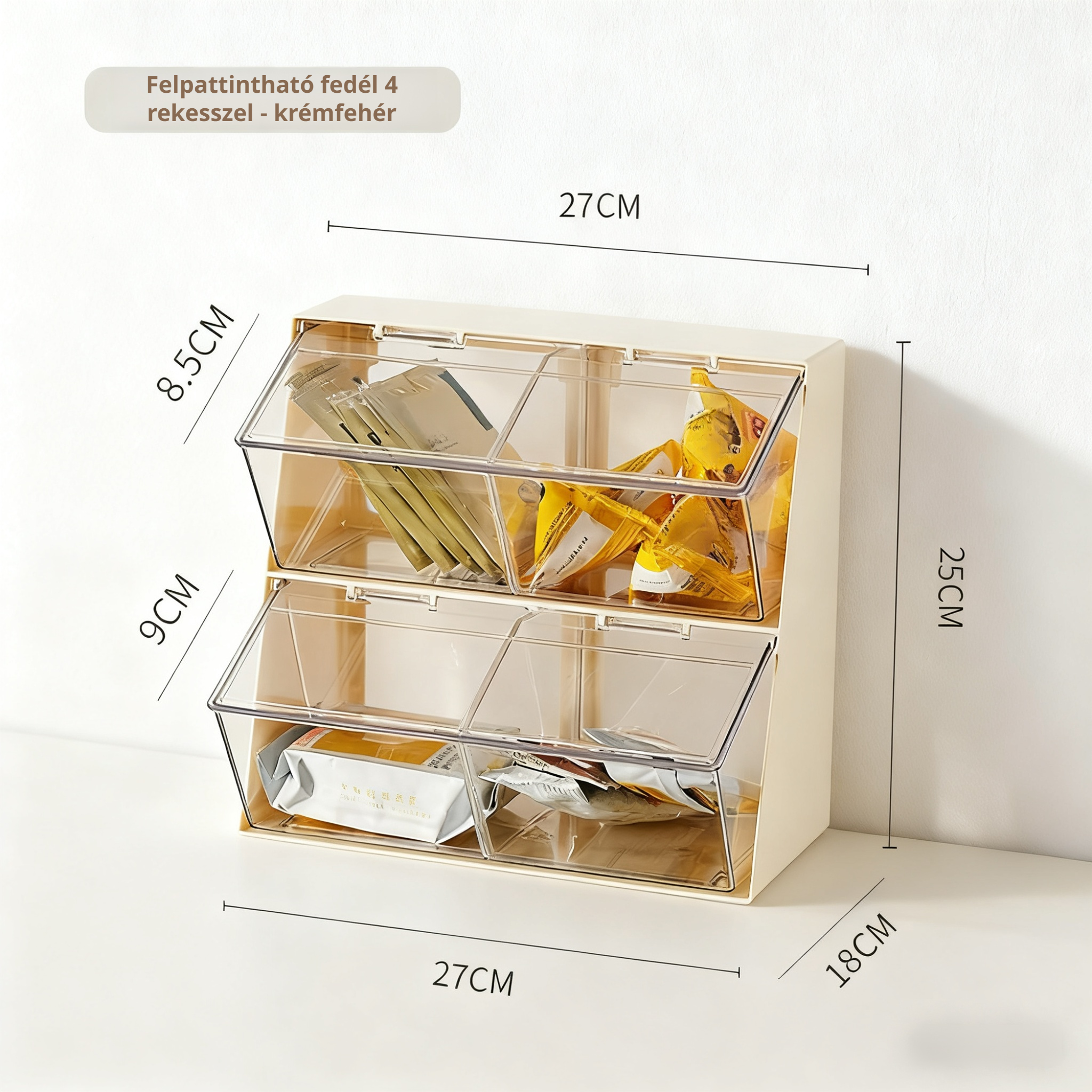 Átlátszó teafilter és kávékapszula tároló állvány