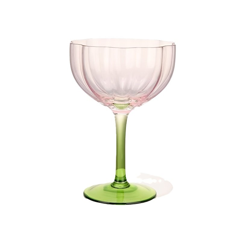 Crystal glass high footed red wine glass short petal champagne glass