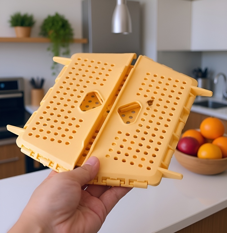 Detalle de cesta para guardar platos y vajilla