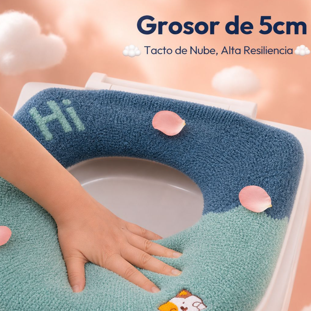 Asiento de inodoro acolchado y cálido, lavable
