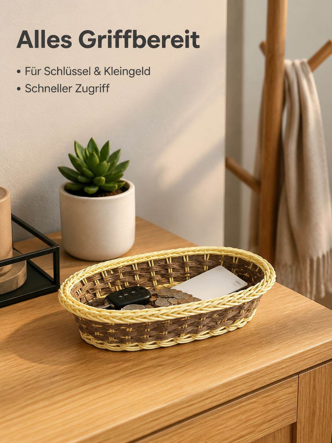 Kunst-Rattan Aufbewahrungskorb für Fernbedienungen und Kleinteile