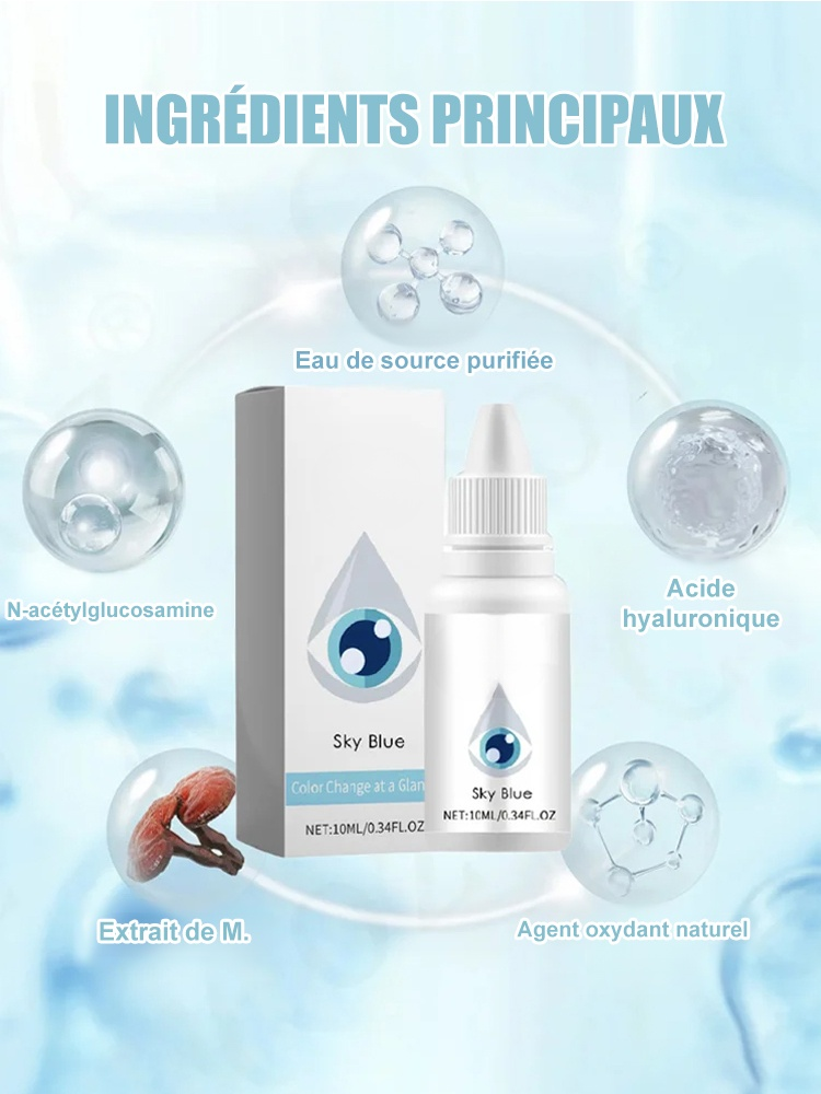 Gouttes oculaires colorées pour soulager la fatigue oculaire