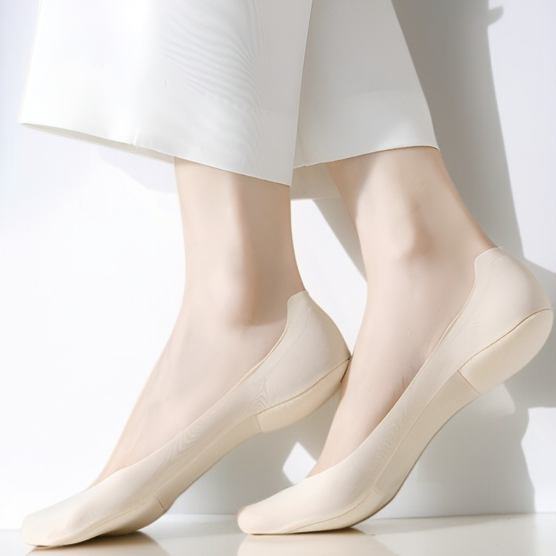 スポンジパッド入りアイスシルクボートソックス