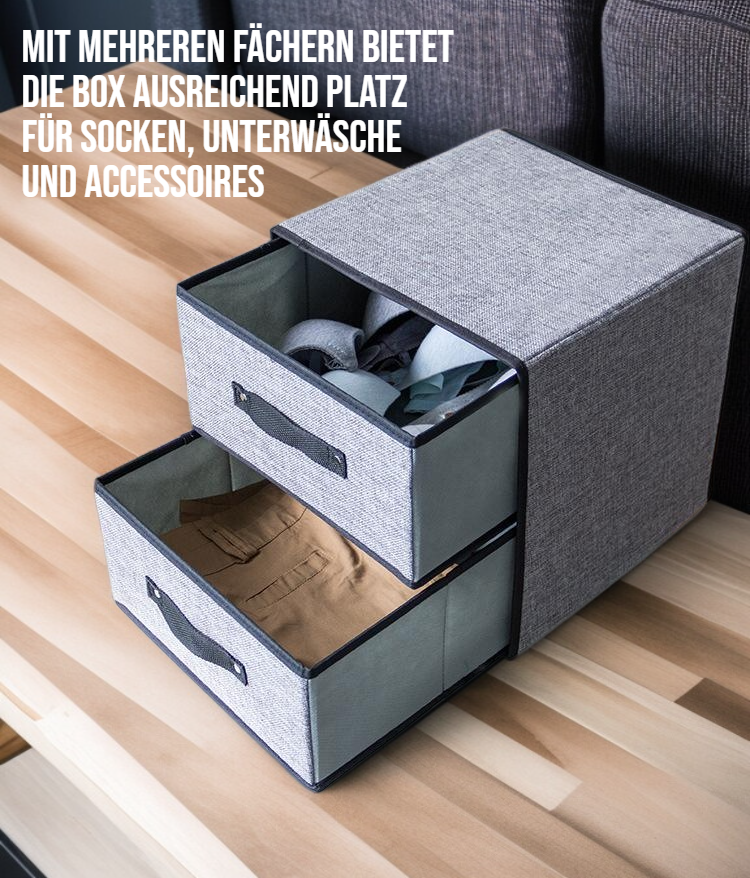 Ordentliche Aufbewahrung von Unterwäsche mit wasserwaschbarer Box