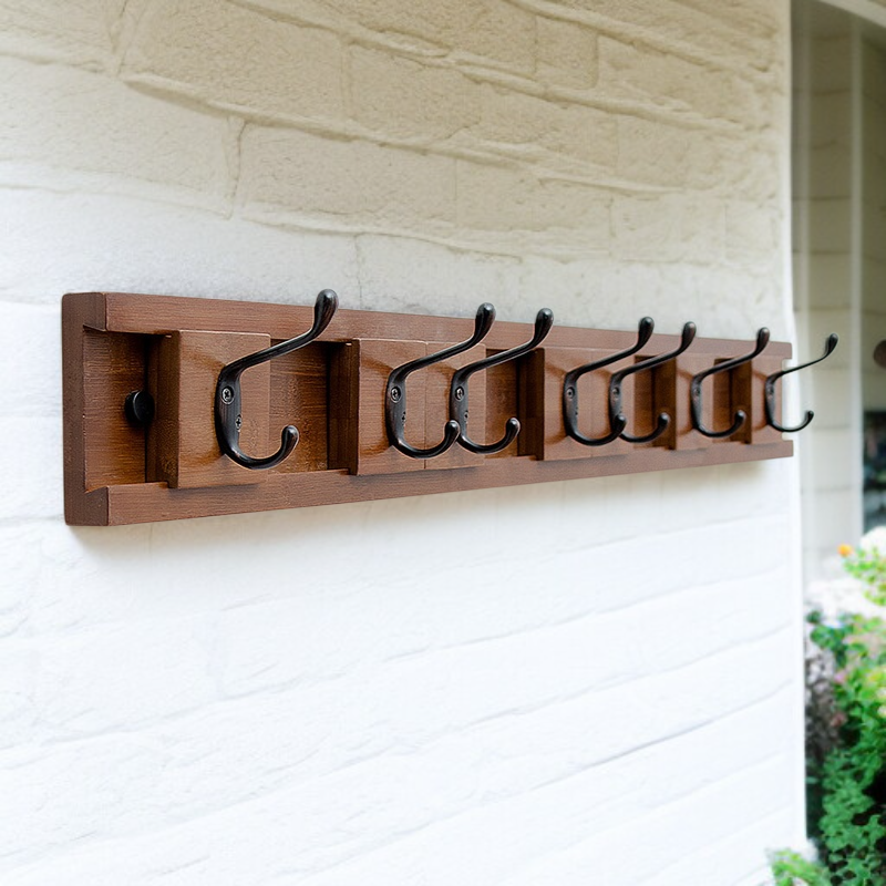 無垢材の壁掛け収納コートフック
