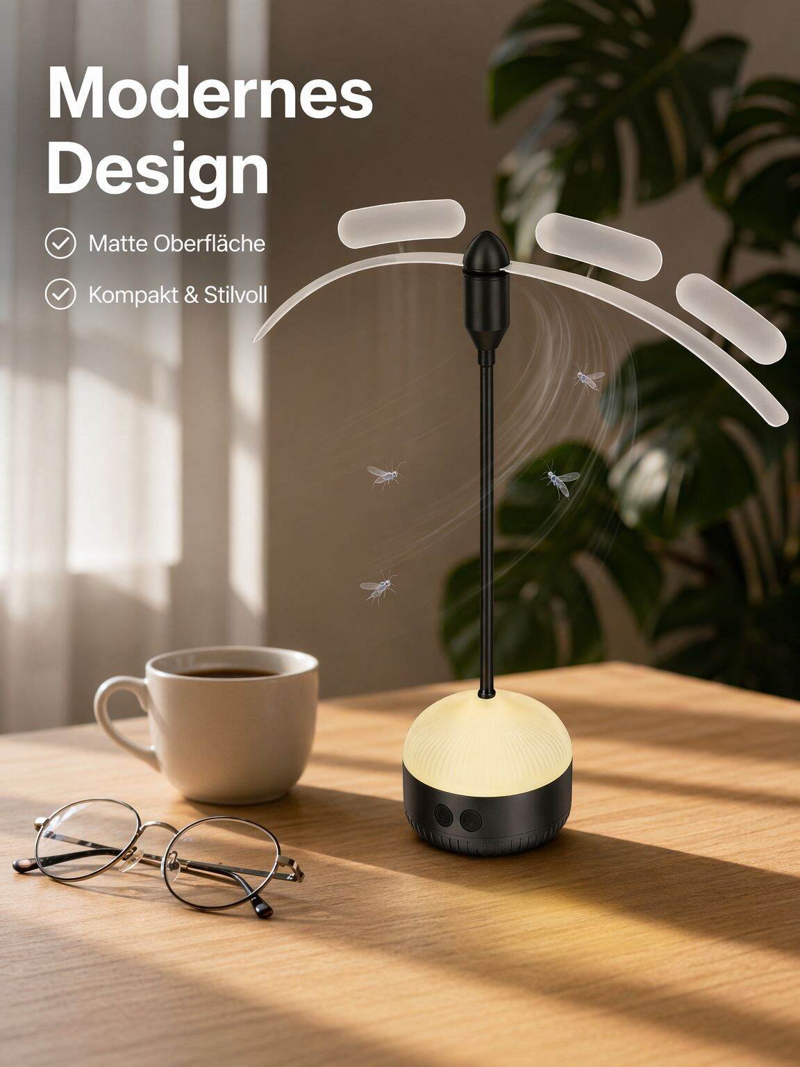 Mückenabweisender Ventilator mit Licht, zum Aufhängen geeignet, multifunktionales, tragbares Nachtli