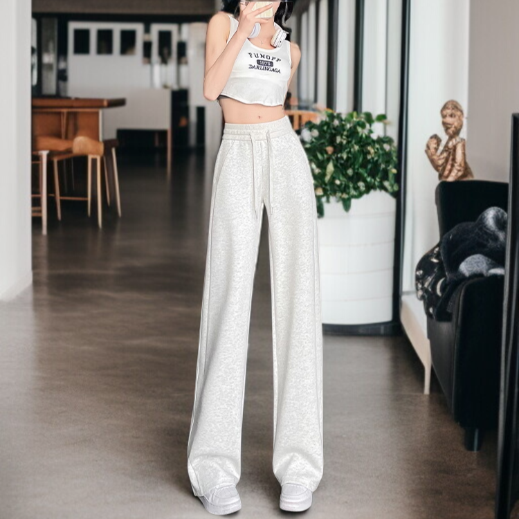 트레이닝 팬츠 여신 팬츠 와이드 일자 봄 복합 와이드 팬츠 슬림핏 그레이 맨투맨