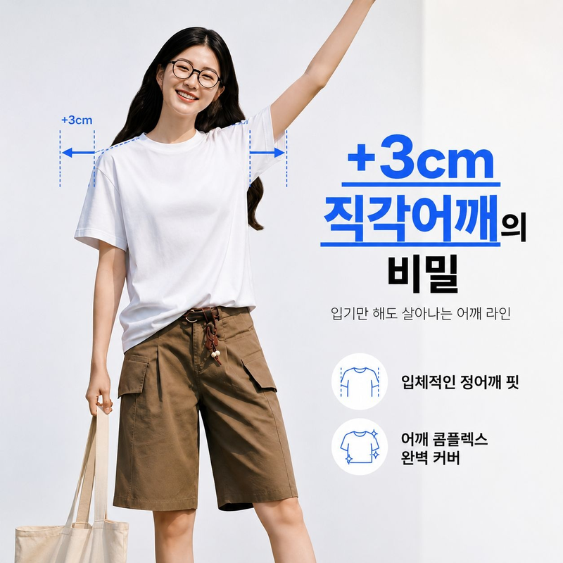 슬림핏 정어깨 반팔 상의