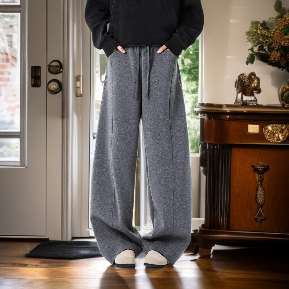 드레이프가 있는 일자형 바지