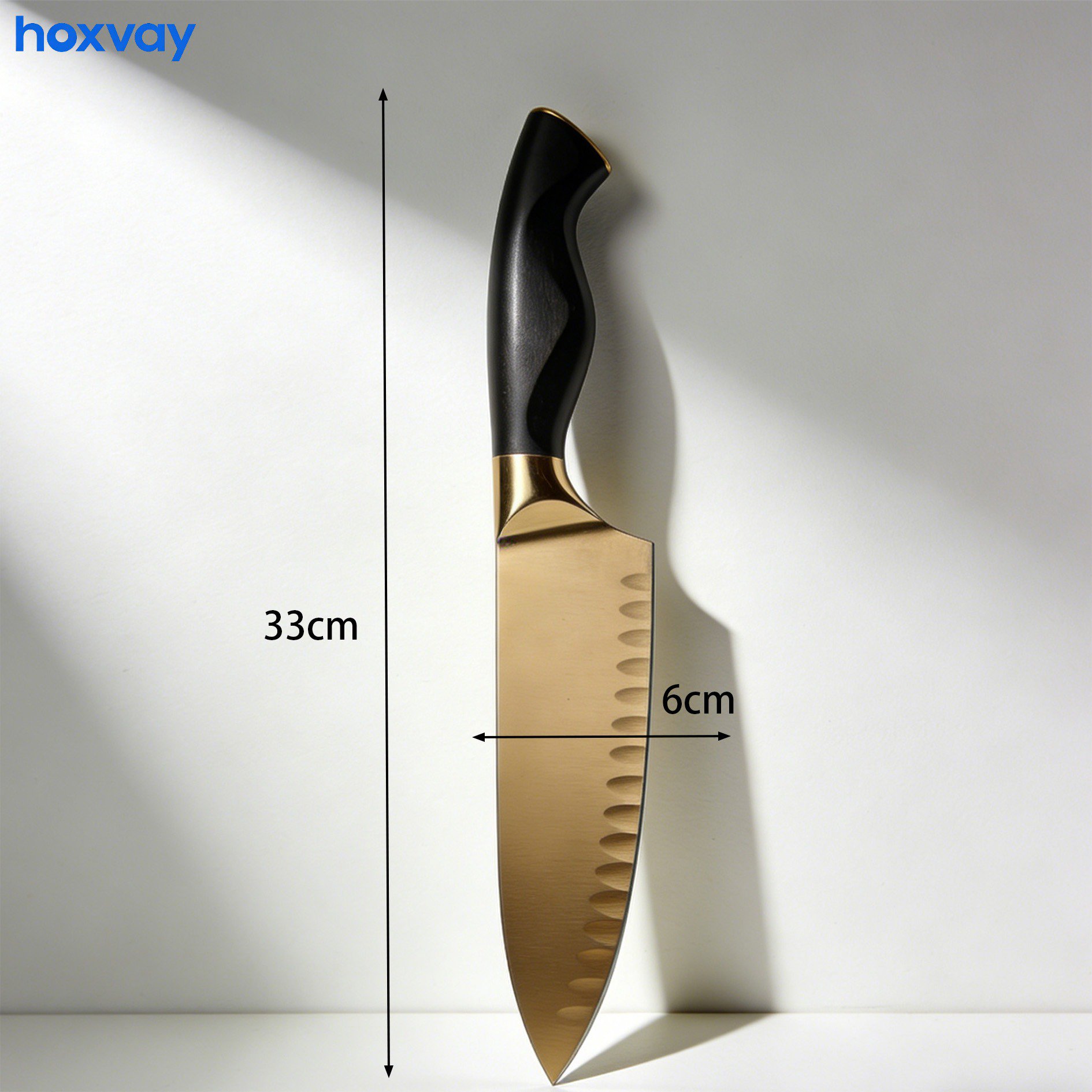 Stainless steel chef's knives with ergonomic handles