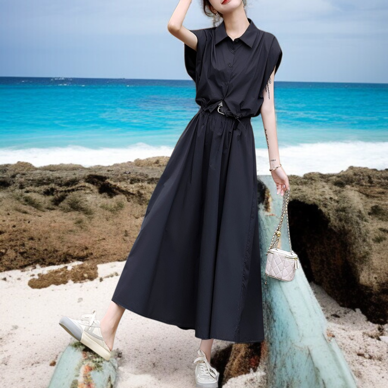 트렌디한 여름옷 하이웨스트 원피스 투피스 여자 상의 여자 스커트 날씬해 보이는 미디 스커트