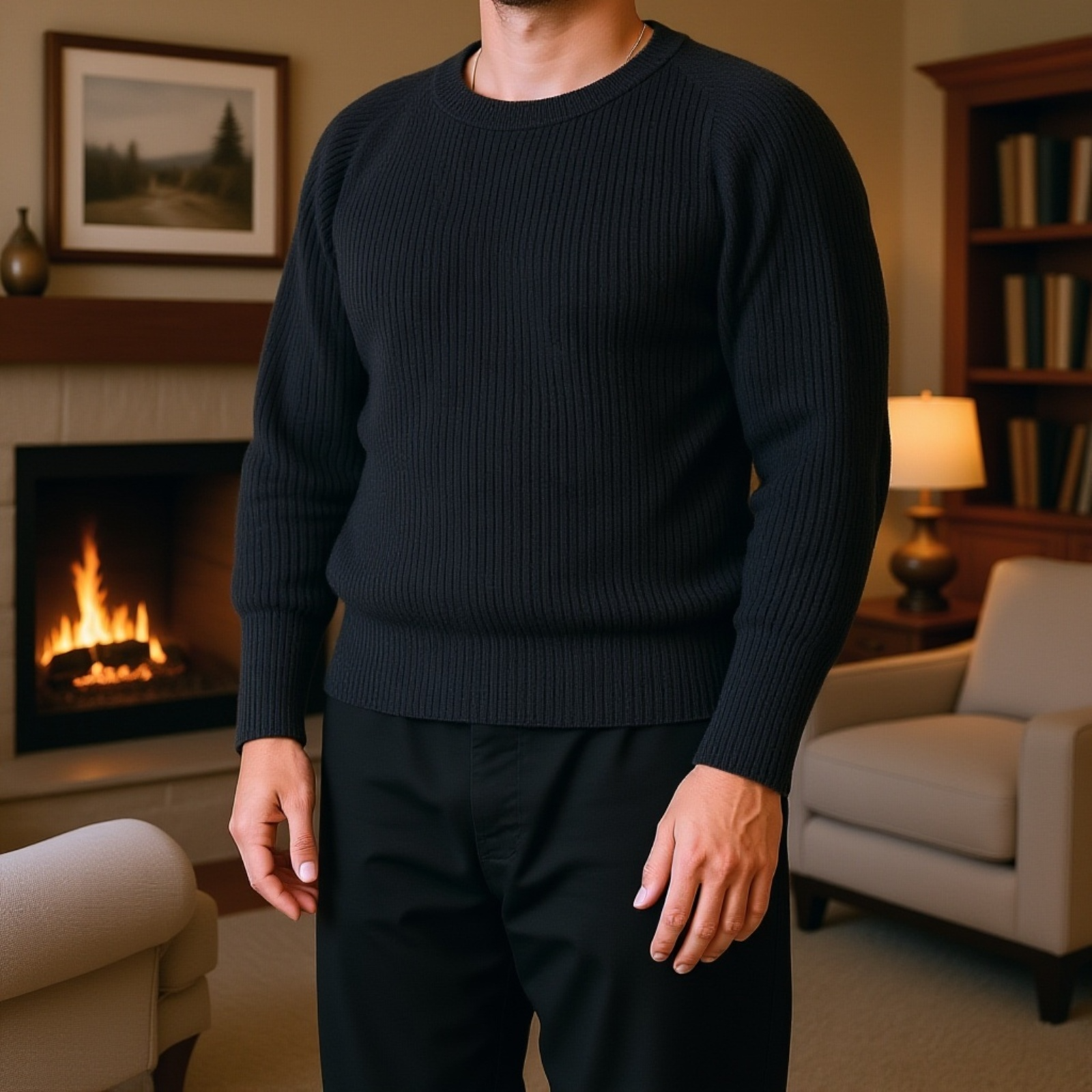 ラグランスリーブのプルオーバーウールセーター、暖かくて厚手、無地、長袖ニットセーター。