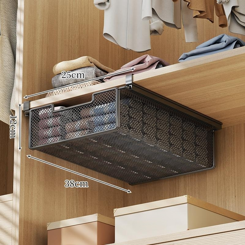 Wardrobe pull-out drawer storage basket