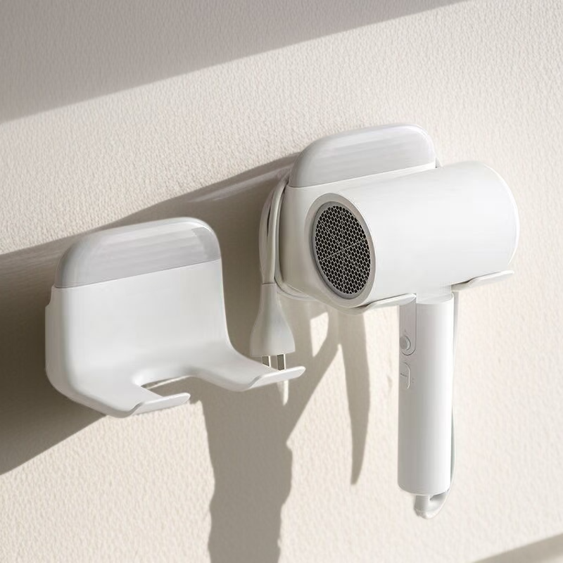 화장실 다용도 수납선반 벽걸이 헤어드라이어 투인원 펀치프리 설치 수납선반 투인원 욕실 수납선반