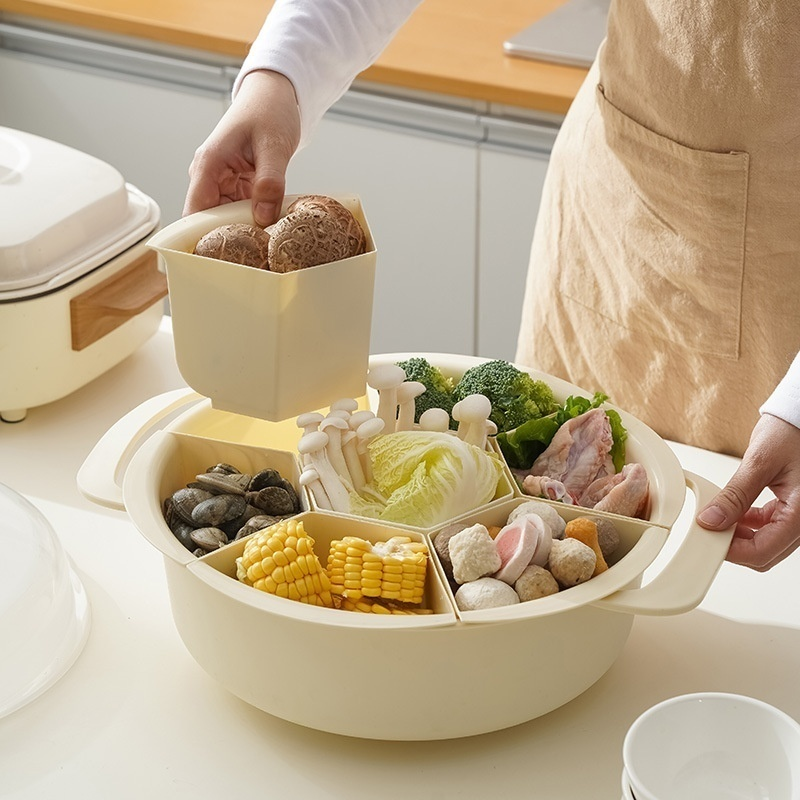 Versatile Sectioned Plate for Food and Pot Serving