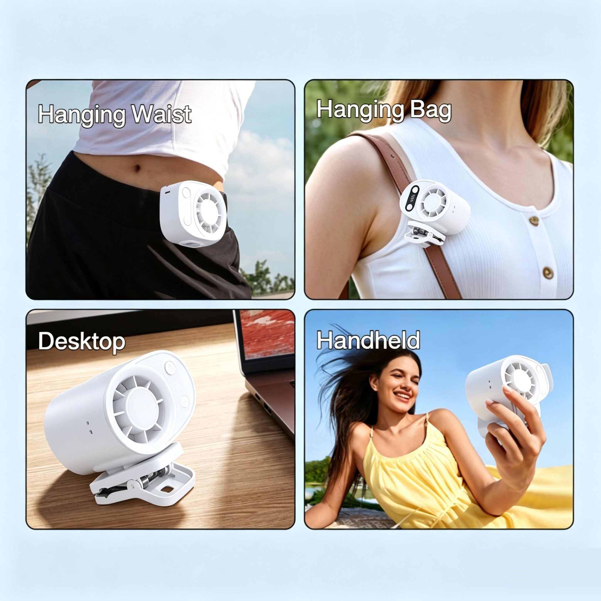 high speed wind speed electric fan Fan Mini Outdoor icy body Charging Hanging Fan Cooling Silent Por