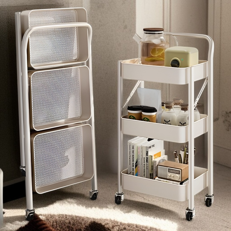 組み立て不要の折りたたみ多機能キッチンラック、果物・野菜・スナック収納棚