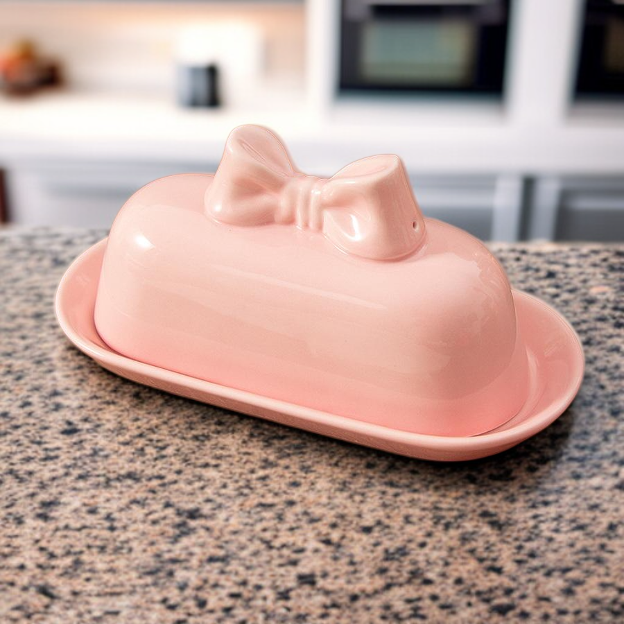 귀여운 리본 세라믹 버터 접시