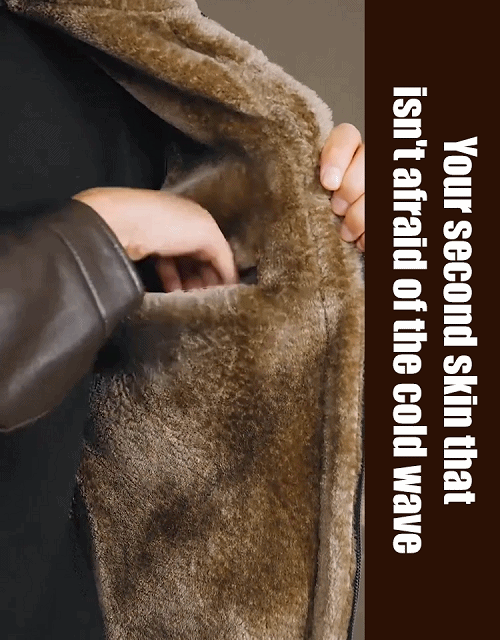 Men's Leather Jacket with Fleece and Thickening