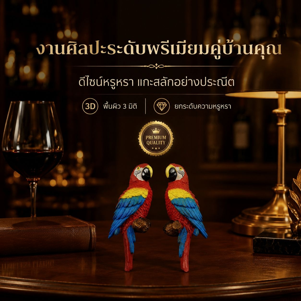 ของตกแต่งสวนสไตล์ชนบท รูปปั้นนกแก้วจำลอง