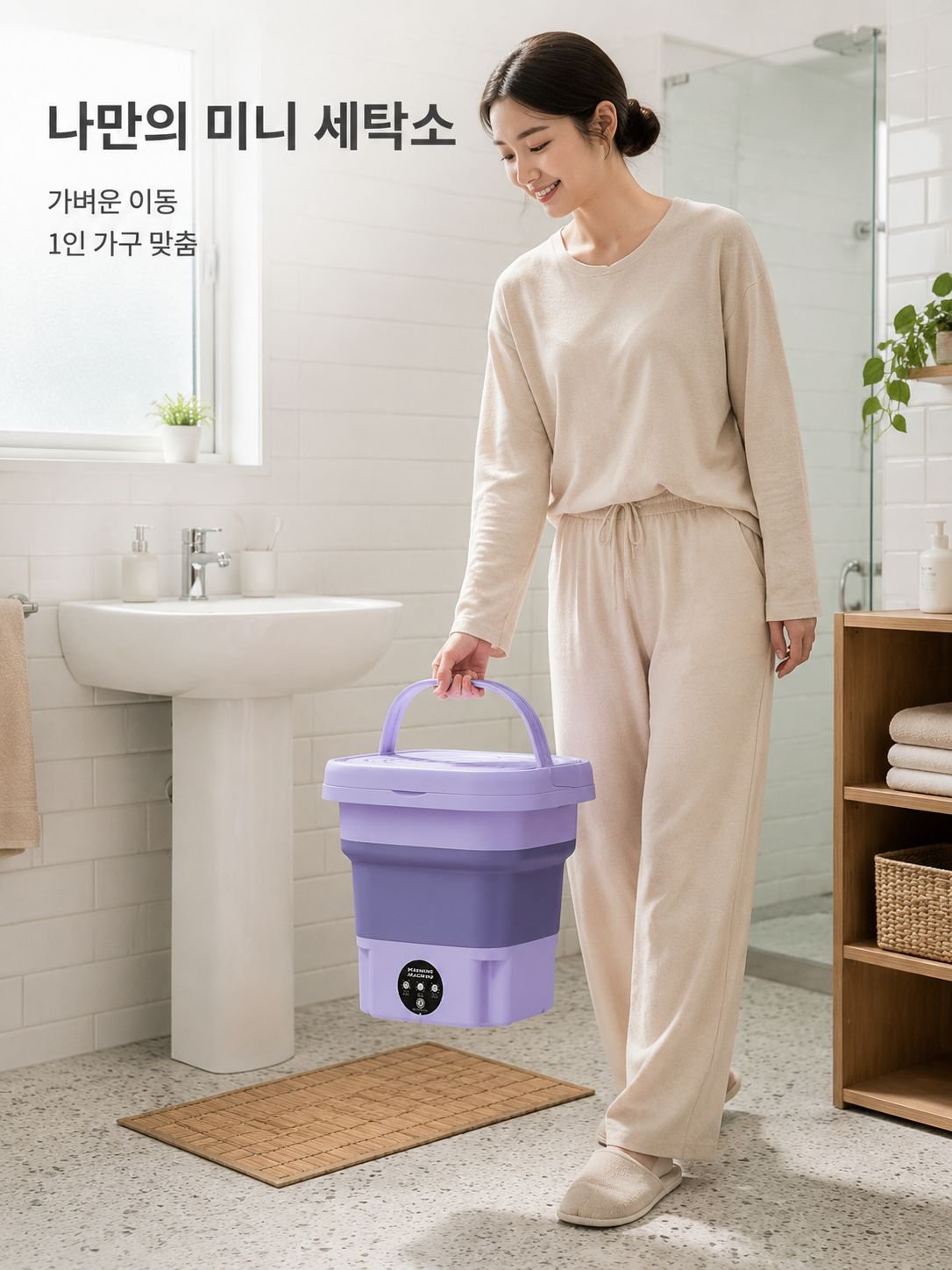 접이식 플러그로 간편하게 양동이를 휴대할 수 있는 소형 세탁기 가정용 세탁 양말 속옷 팬티 세탁컵 미설치