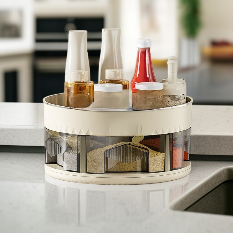 กล่องเก็บของเครื่องปรุงสองชั้นสำหรับวางบนเคาน์เตอร์ครัว