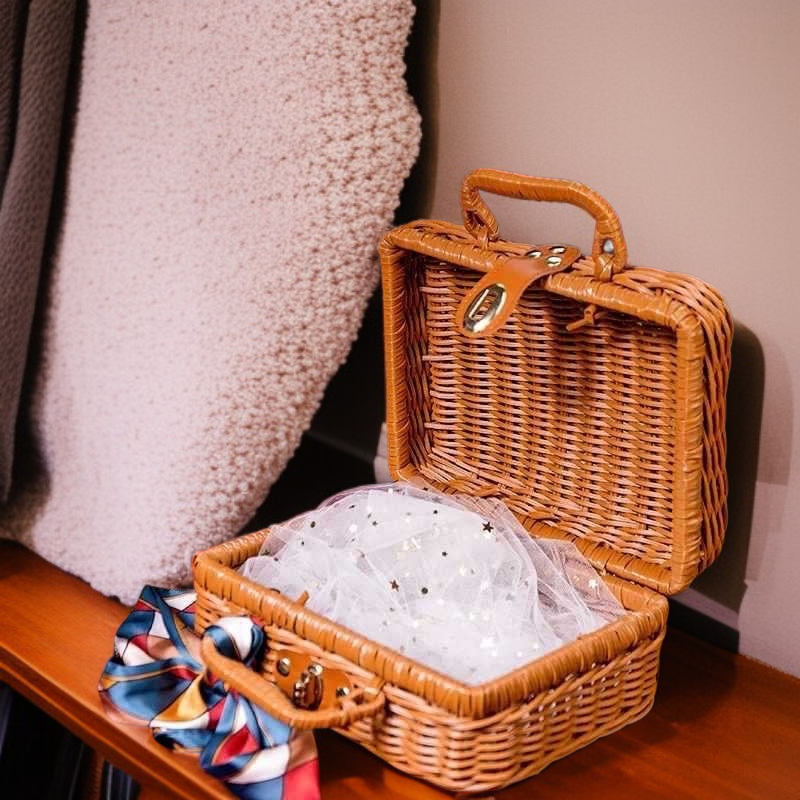 手工藤編收納手提禮盒新年節日紀念禮品籃