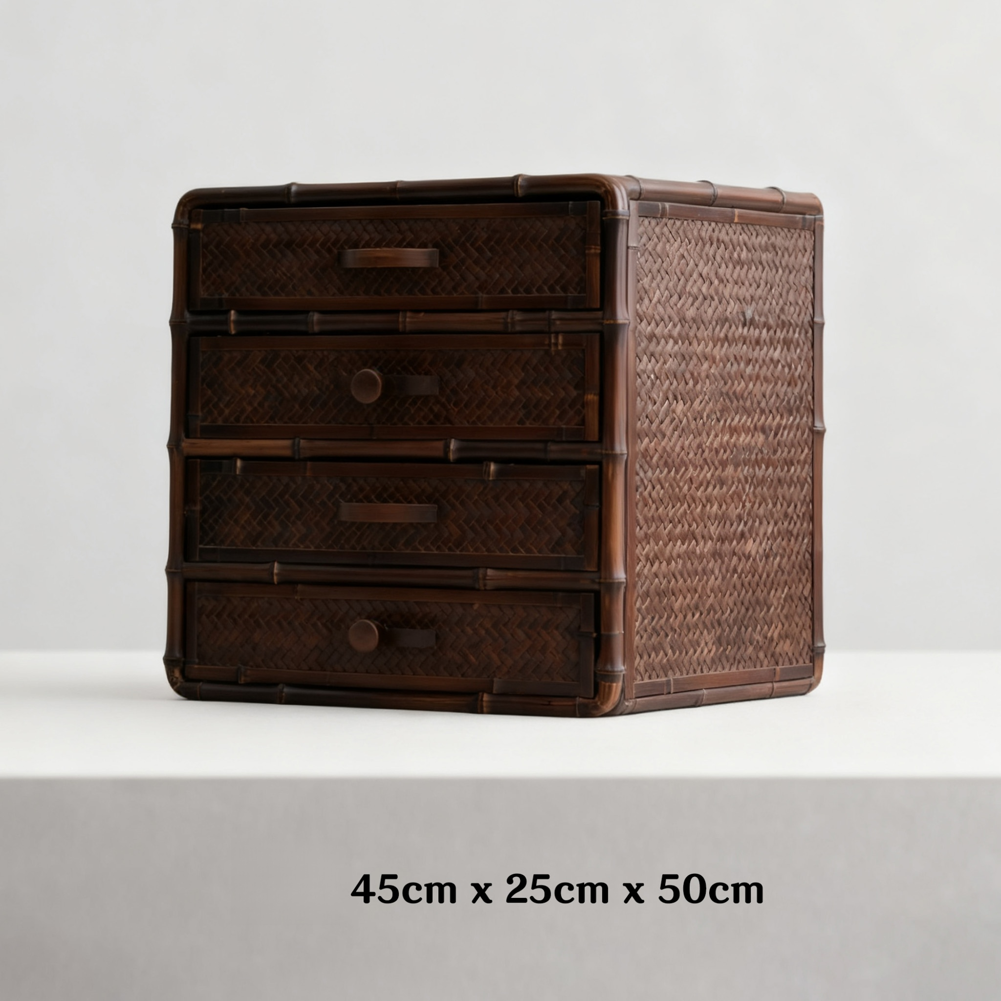 รายละเอียดพื้นผิวไม้ไผ่ของตู้เก็บของวินเทจ