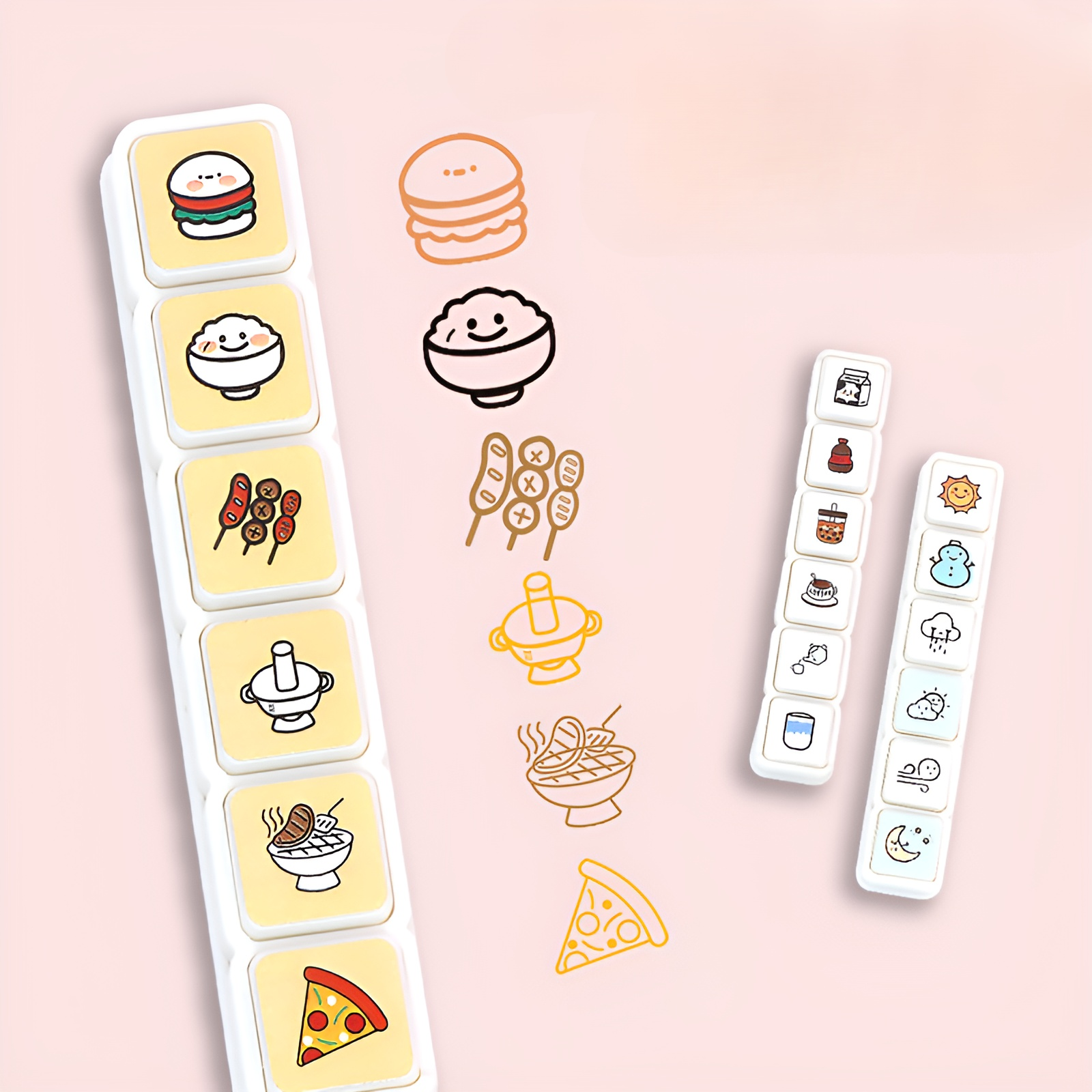 Keyboard six-link stamp punch card cute engraved handbook decorative stamp mini press 6-link stamp D