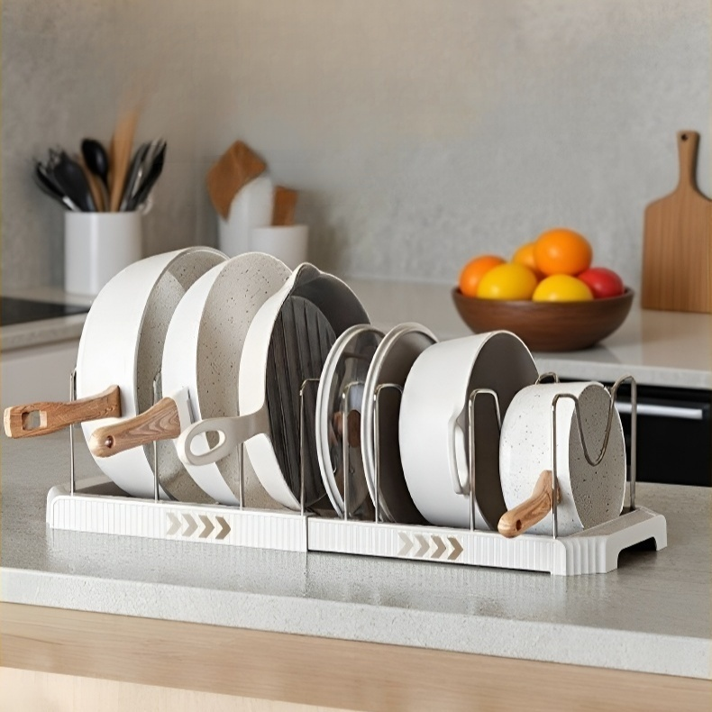 可调式伸缩碗碟锅架厨房台面收纳橱柜厨具置物架
