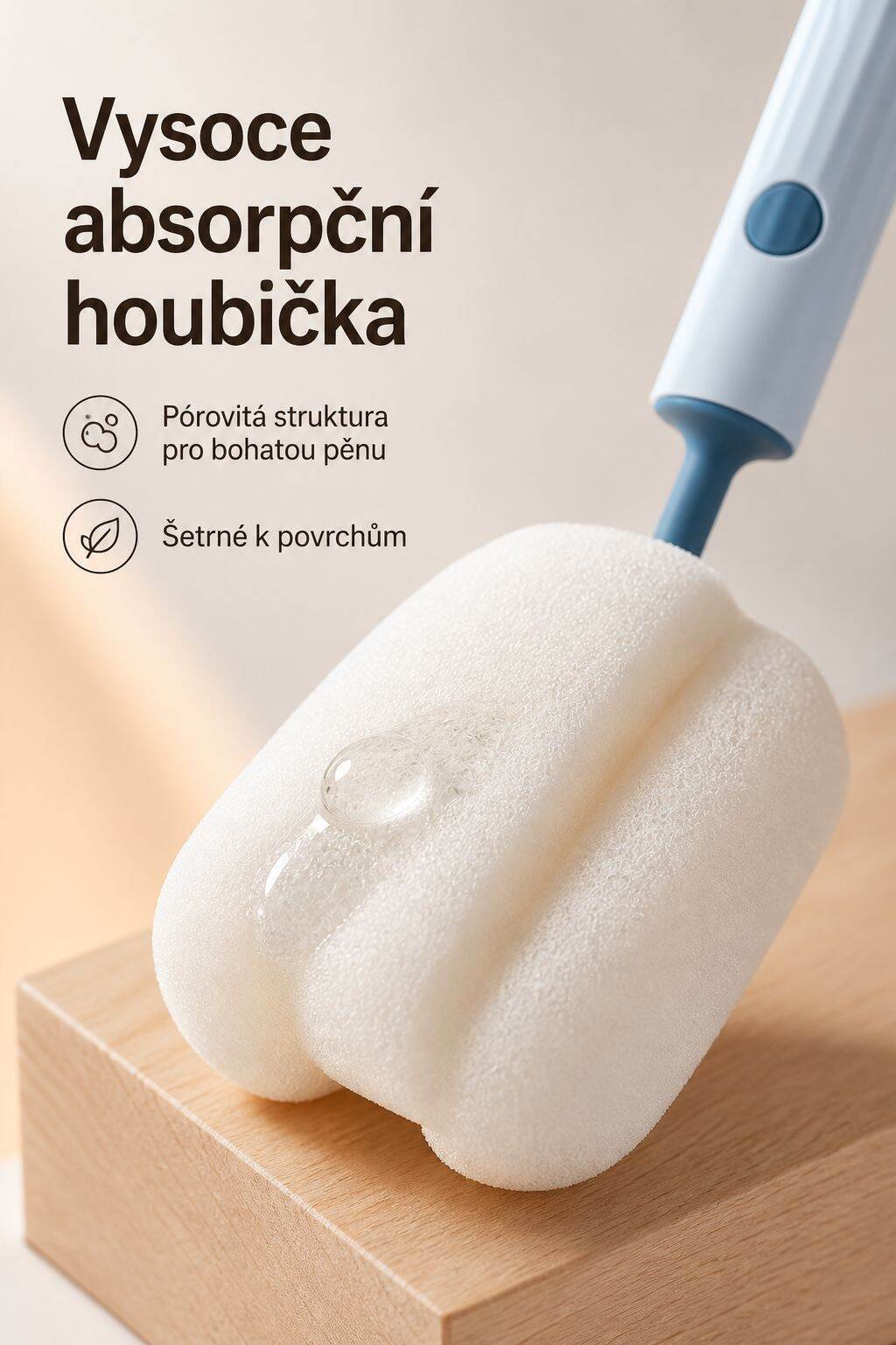 Použití houbičky na čištění nádobí