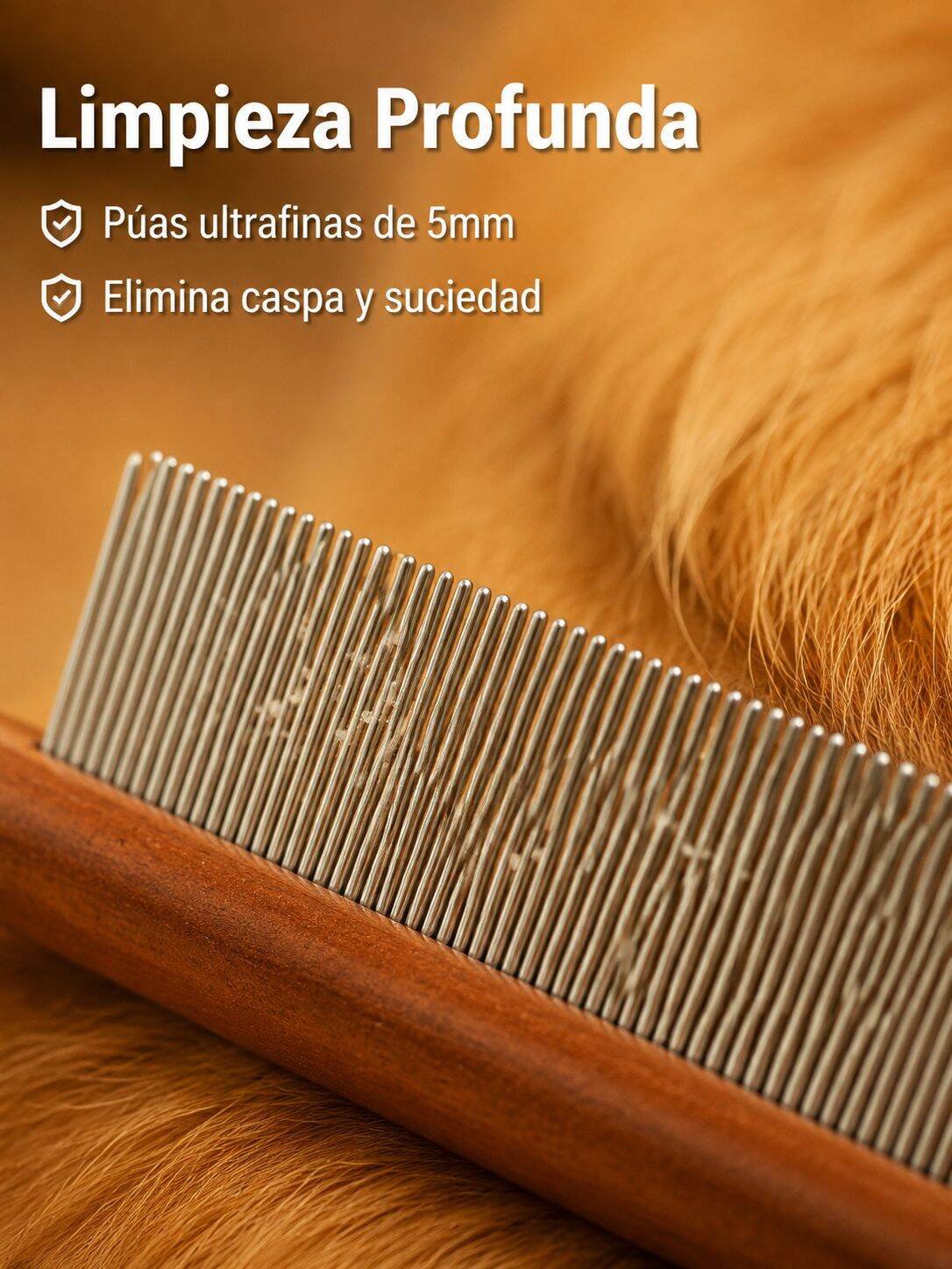 Cepillo para mascotas con mango de madera maciza