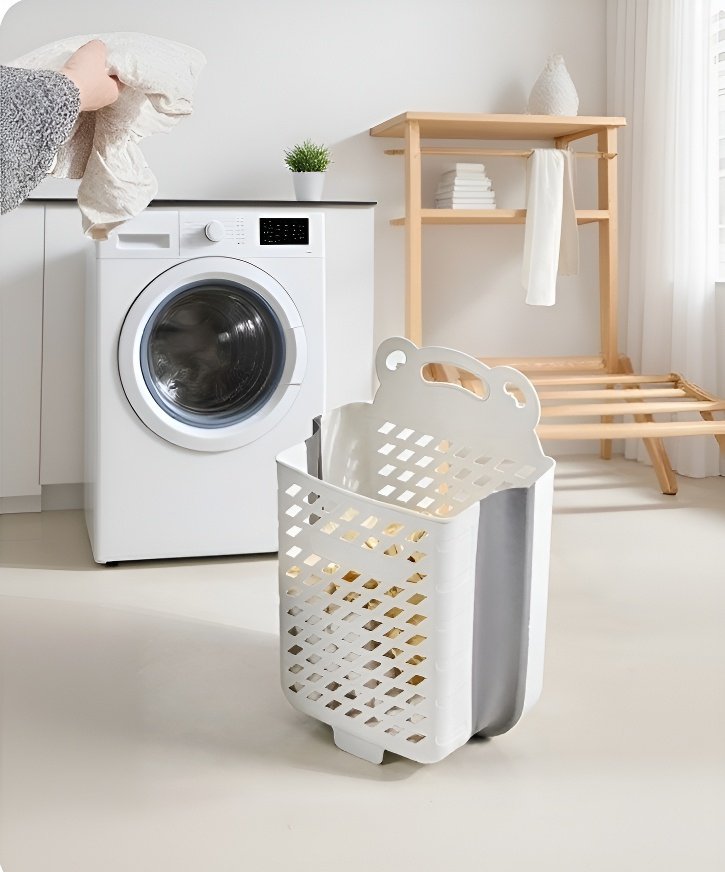 손잡이가 달린 이동식 세탁 바구니