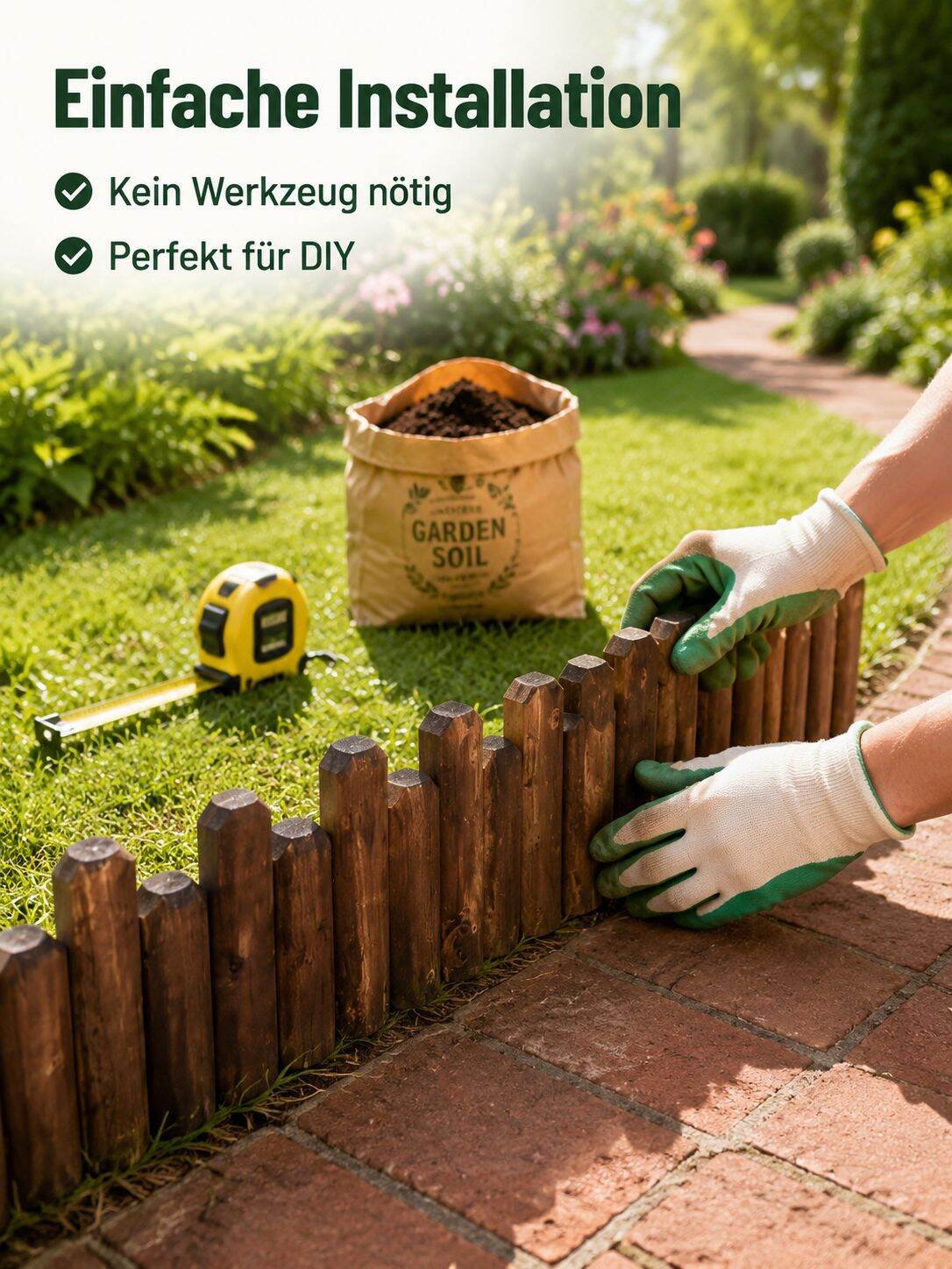 Holzlattenzaun für Garten, Rasen und Terrasse im Außenbereich