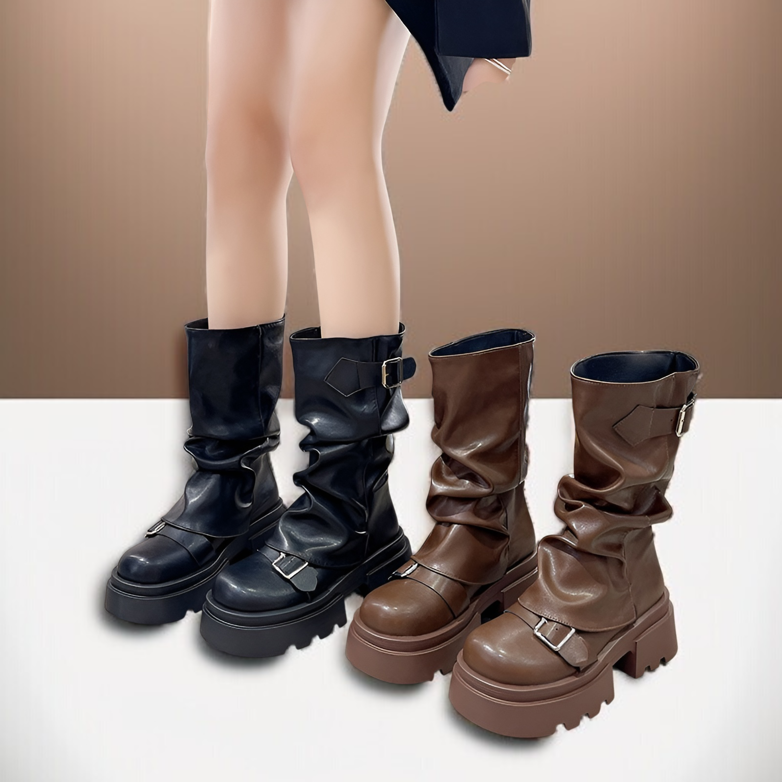 レディースレトロミドルブーツ