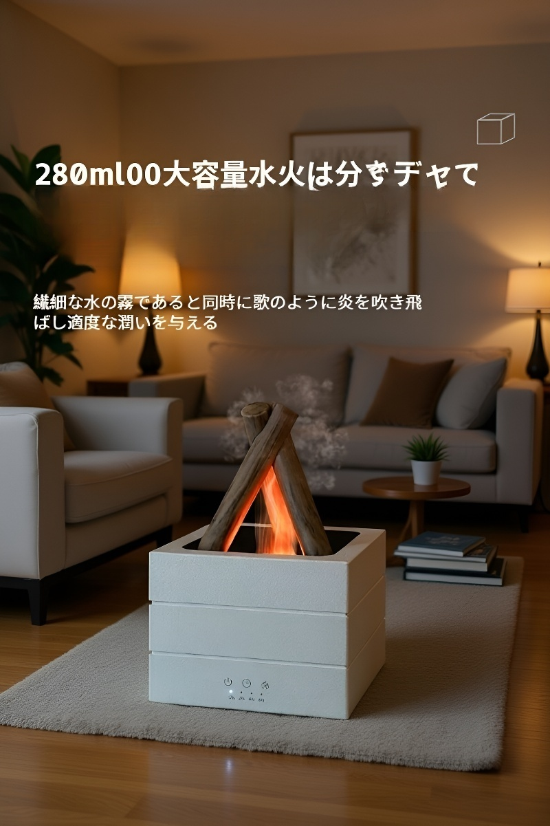 ホテルの雰囲気を演出する焚き火加湿器