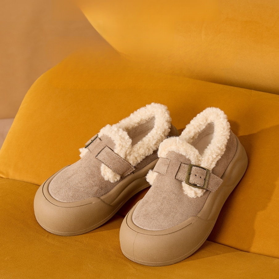 두꺼운 밑창의 털안감 버켄슈 스타일 신발