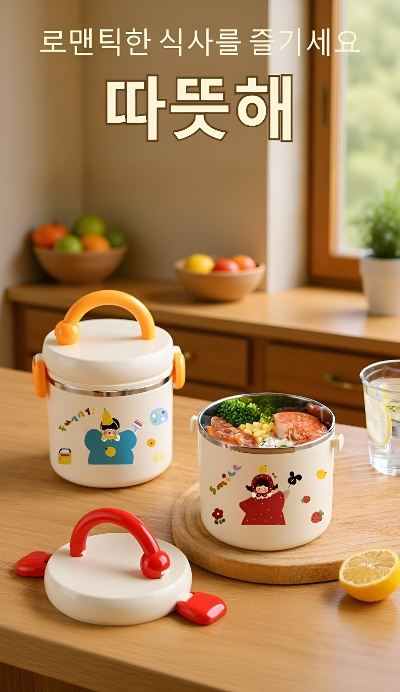 스테인리스 보온 도시락 용기 전체 모습