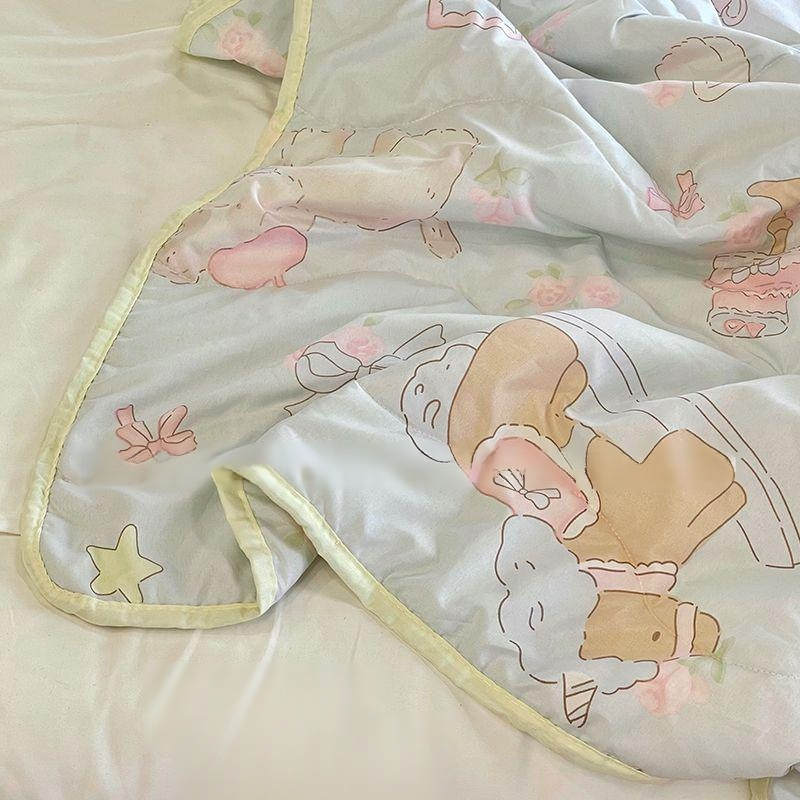 ผ้าห่มบางสำหรับนักเรียนฤดูร้อน ลายหมาน้อยน่ารักสำหรับหอพัก