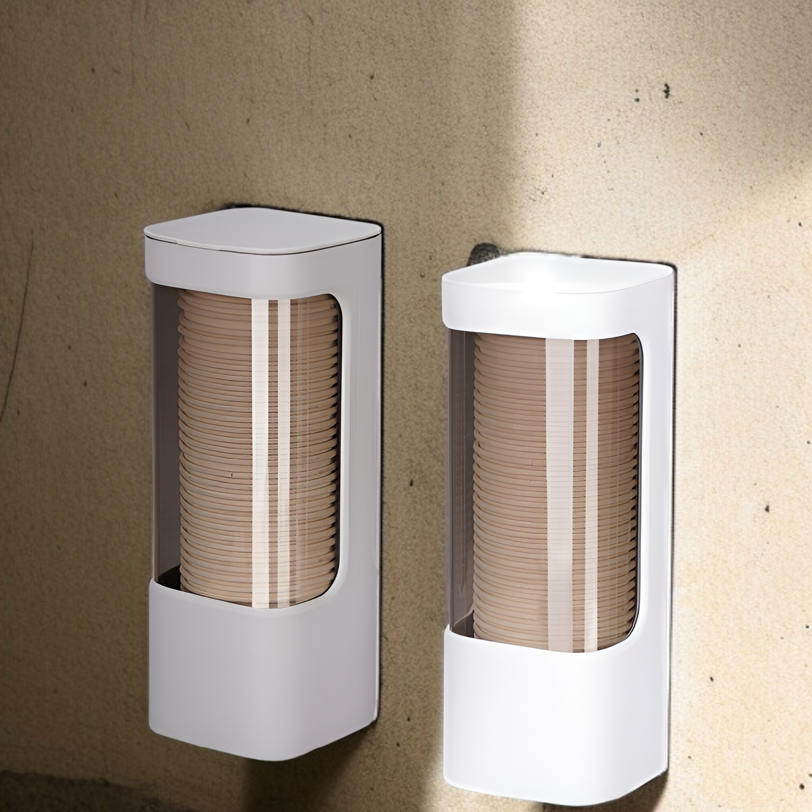 プラスチック使い捨て収納カップラックカップホルダー紙コップディスペンサー防塵ウォーターカップラック壁掛け式ダブルチューブ収納ラック