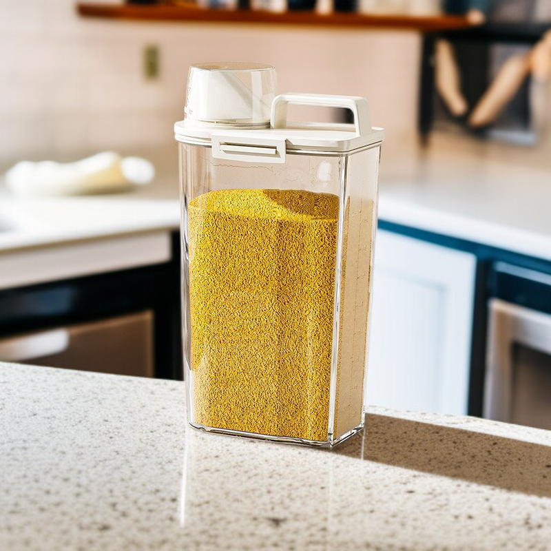 Stackable rice storage bin for pantry organization