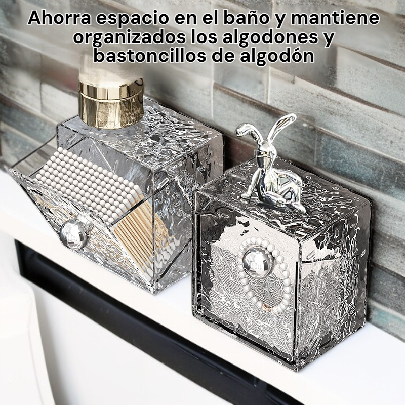 Organizador de algodón y hisopos para baño montado en pared