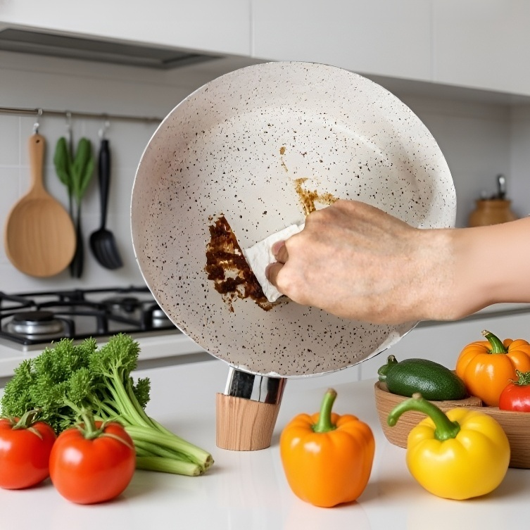 Sartén antiadherente de estilo japonés elaborada con piedra maifan.