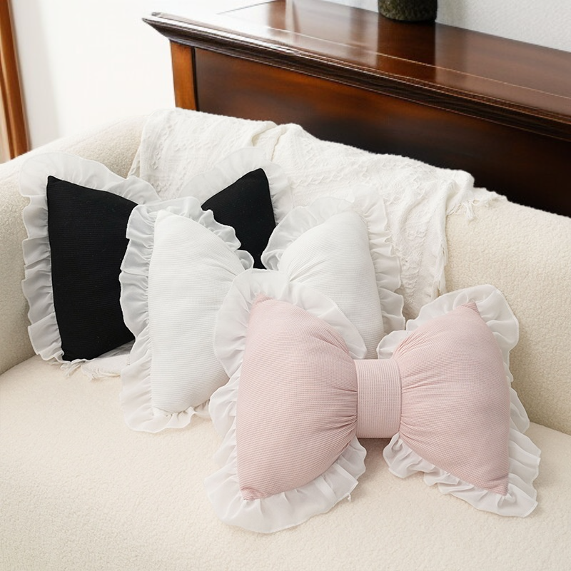 베개 소파 쿠션 귀여운 리본 레이스 편안하고 통기성 좋은 베개