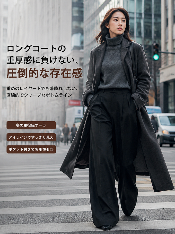 【2026秋新作】Monolly 美脚タックワイドパンツ | 3:7黄金比・高見え・ストレスフリー