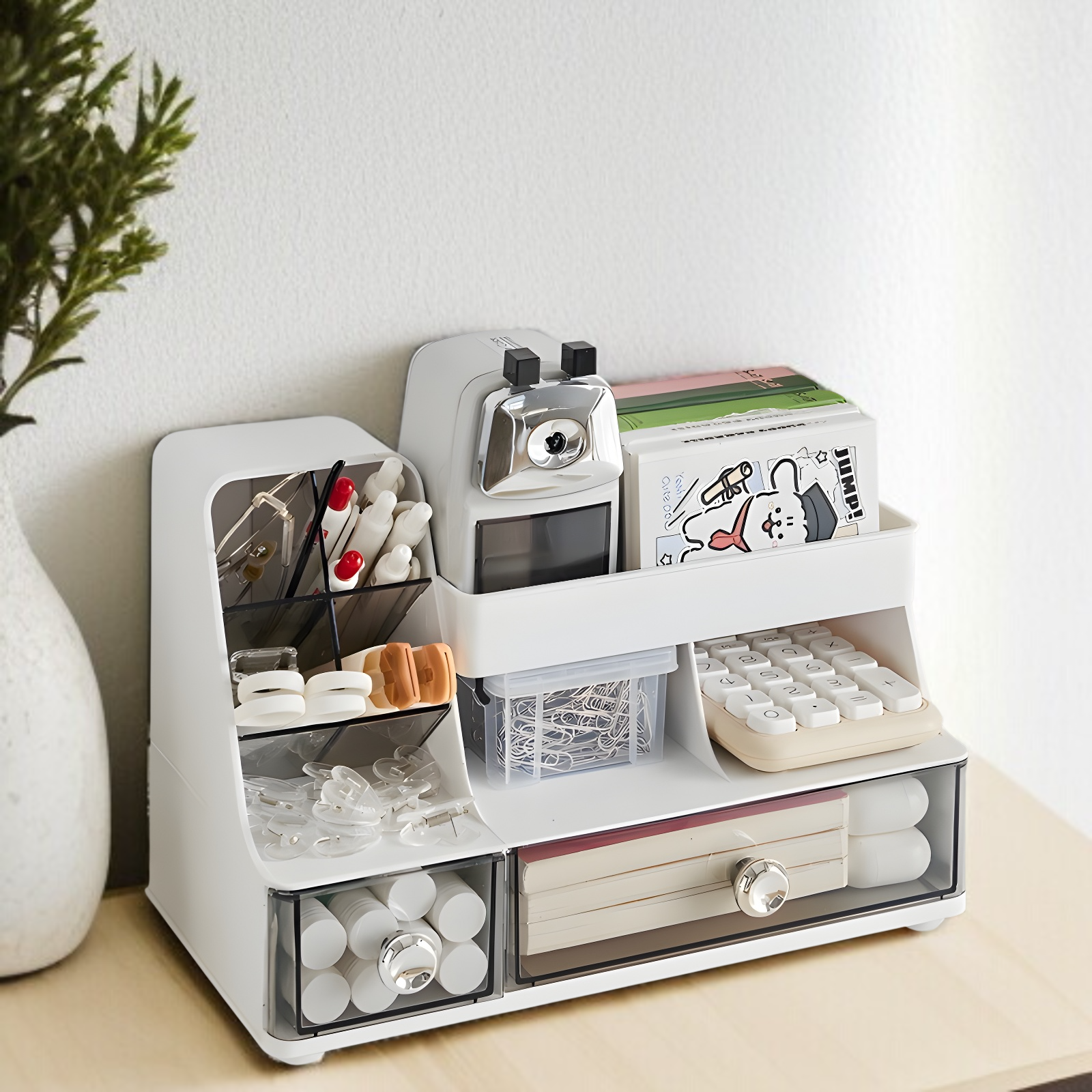 デスクトップコンパートメント収納ボックス軽量高級化粧品ラック寝室用メイクブラシ収納バケツ引き出し収納ボックス