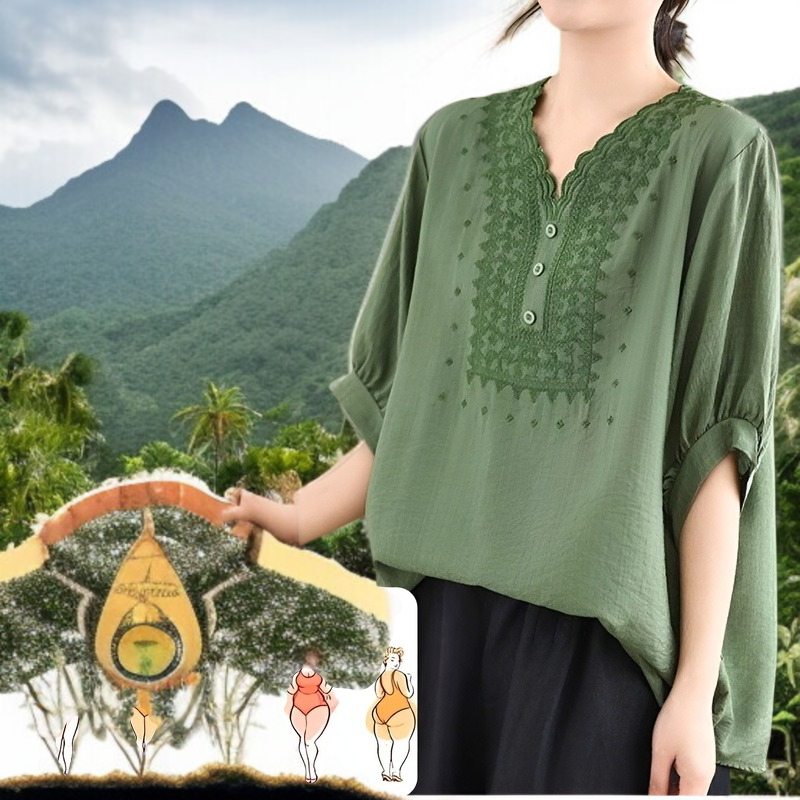 빈티지 루즈핏 여성 브이넥 루즈핏 빅사이즈 빈티지 여성 여름 상의